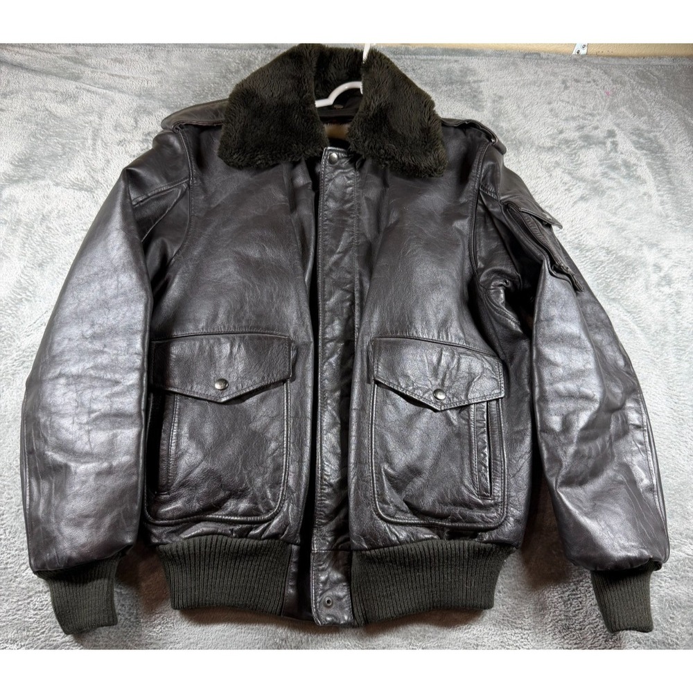 Vtg Wilsons Leather Bomber Jacket Mens 40 Brown Flight Coat
